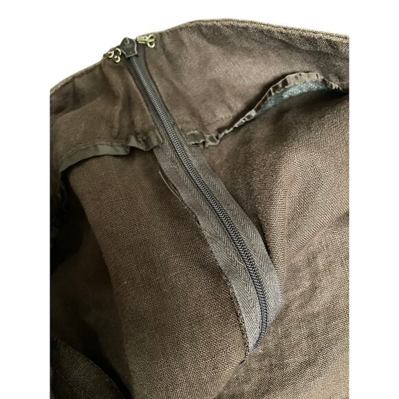 JM Collection Vintage Brown 100% Linen Panel Midi Skirt 14 - Picture 5 of 7